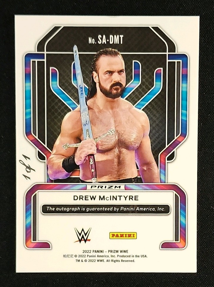 2022 Panini Prizm WWE Superstar White Sparkle Drew McIntyre AUTO 1/1 MBA AUTH