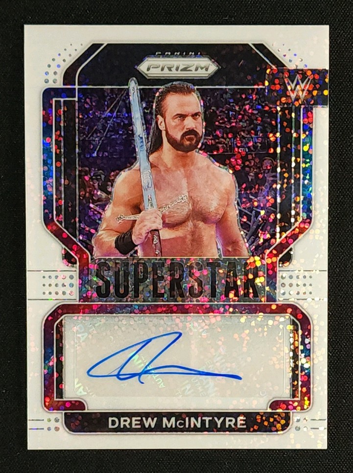 2022 Panini Prizm WWE Superstar White Sparkle Drew McIntyre AUTO 1/1 MBA AUTH