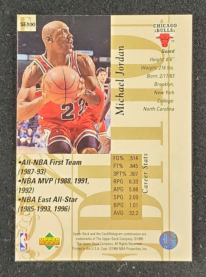 1995 Upper Deck Special Edition Michael Jordan #100 MBA AUTH on