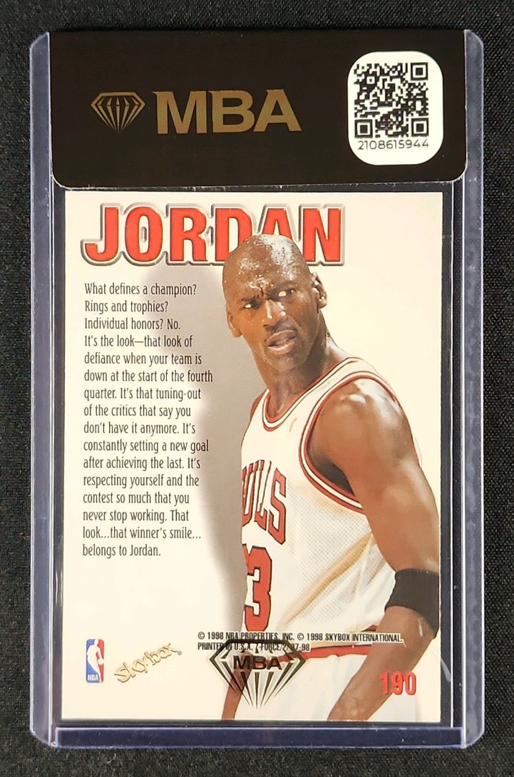 1997 Skybox Z-Force Michael Jordan #190 MBA AUTH