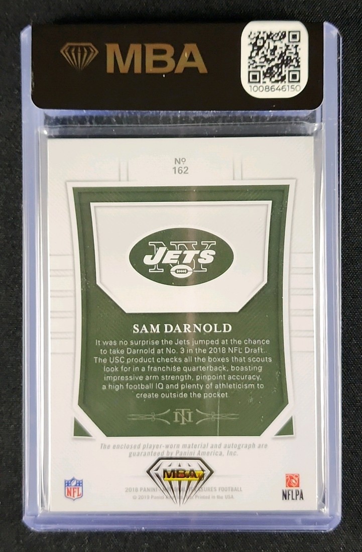 2018 National Treasures Black Sam Darnold ROOKIE PATCH AUTO /5 #162 MBA AUTH
