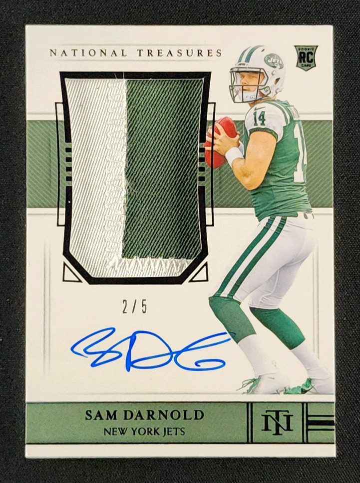 2018 National Treasures Black Sam Darnold ROOKIE PATCH AUTO /5 #162 MBA AUTH
