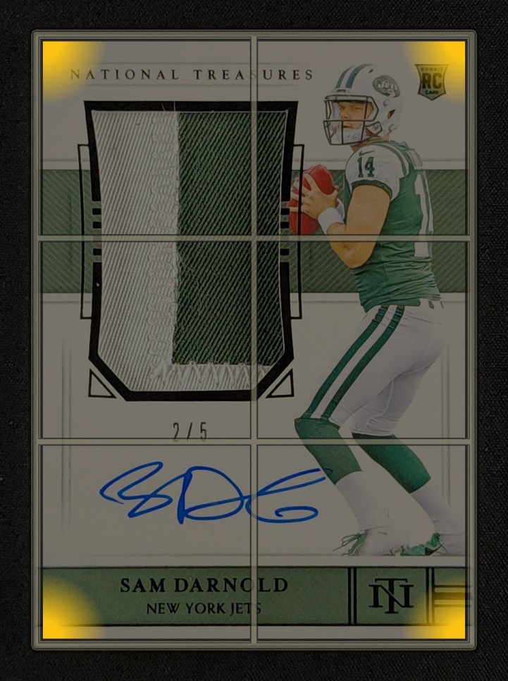 2018 National Treasures Black Sam Darnold ROOKIE PATCH AUTO /5 #162 MBA AUTH