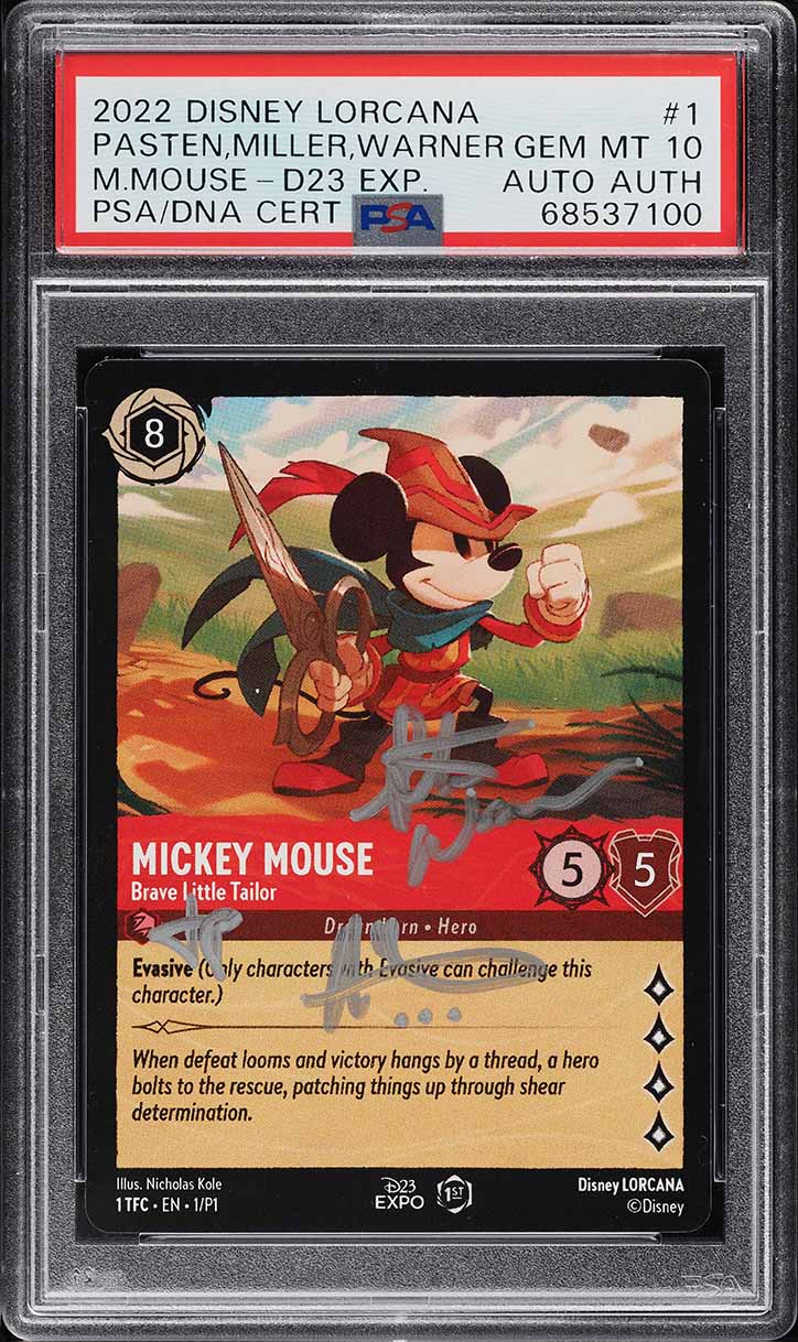 ロルカナ D23 2022 Mickey Mouse 鑑定済６サイン入 2022 Disney Lorcana Promo D23 Expo Mickey Mouse #1 PSA 10 GEM MINT