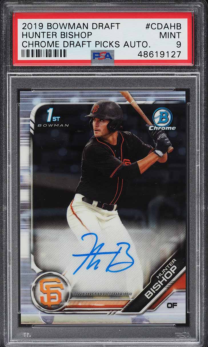 2019 Bowman Chrome Draft Hunter Bishop ROOKIE AUTO #CDA-HB PSA 9 MINT
