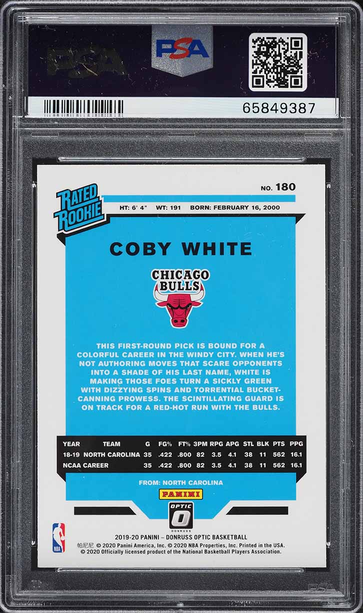 2019 Donruss Optic Coby White ROOKIE #180 PSA 10 GEM MINT