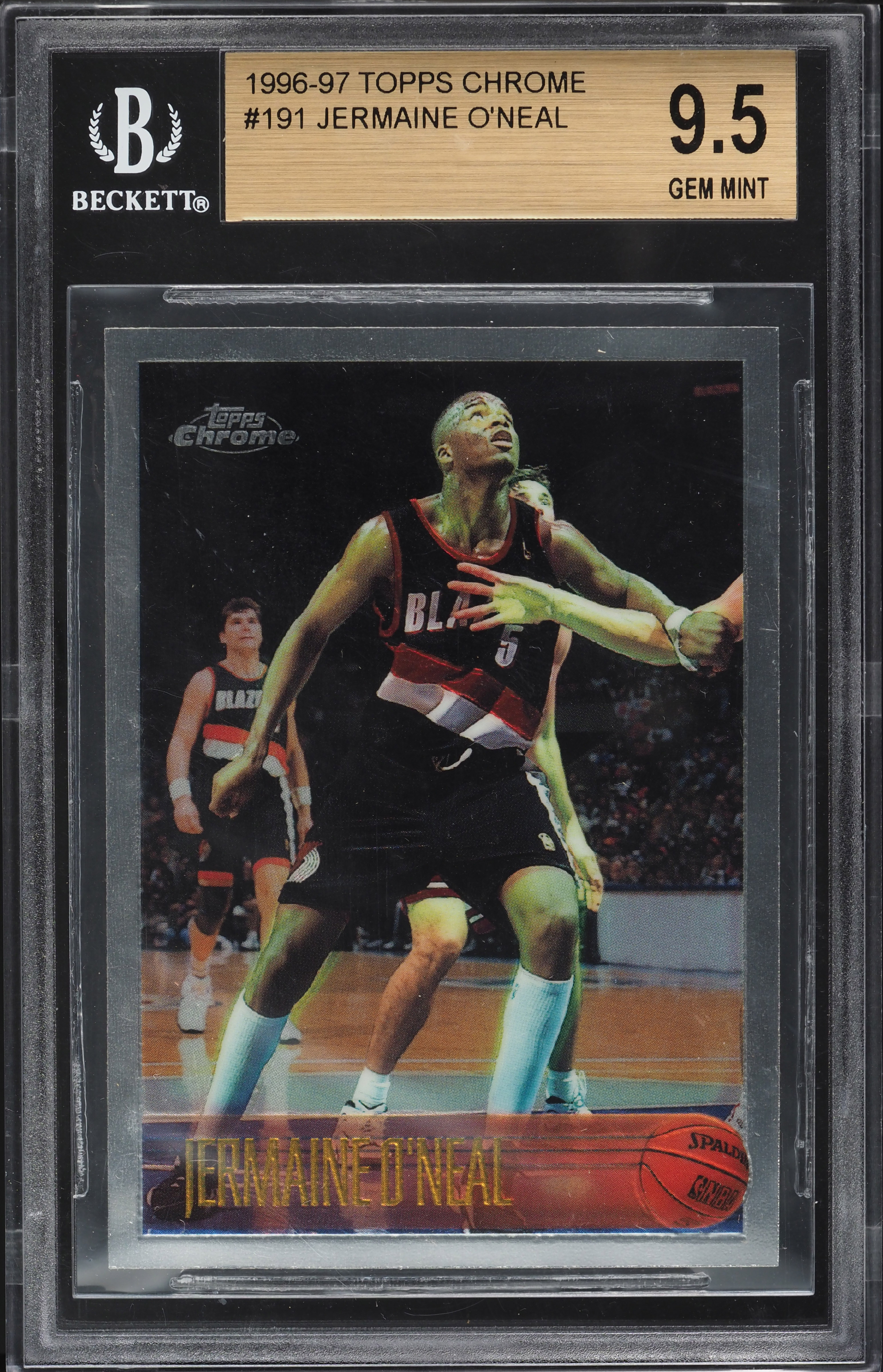 1996 Topps Chrome Jermaine O'Neal ROOKIE #191 BGS 9.5 GEM MINT on