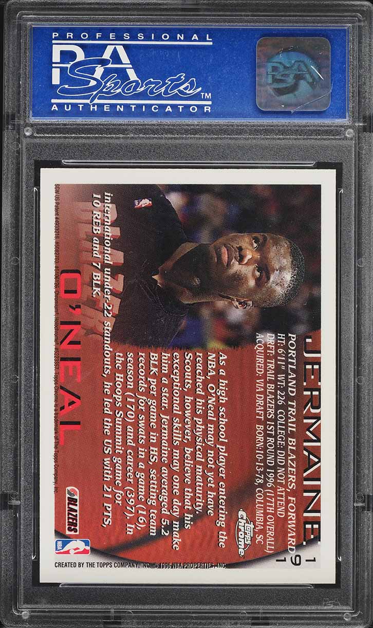1996 Topps Chrome Jermaine O'Neal ROOKIE #191 PSA 10 GEM MINT