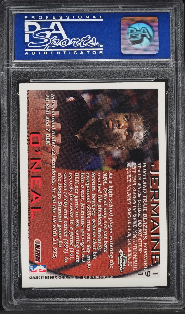 1996 Topps Chrome Jermaine O'Neal ROOKIE #191 PSA 10 GEM MINT