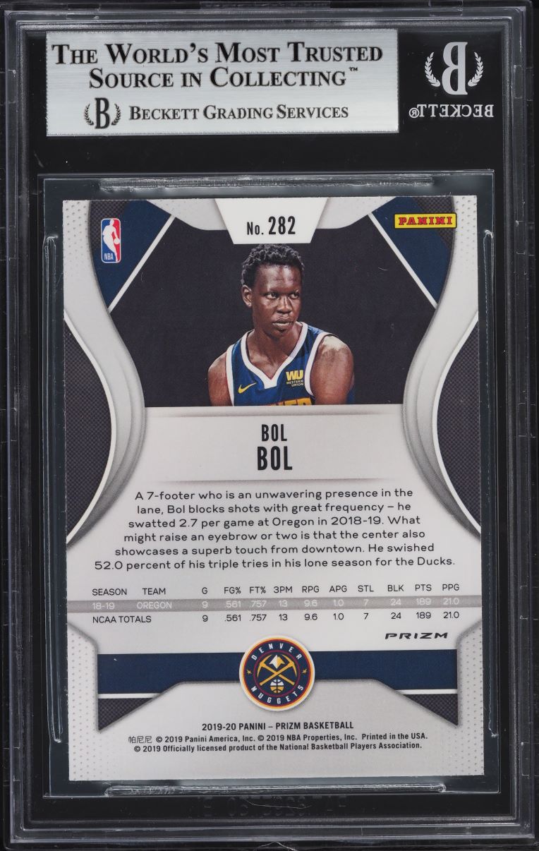 2019 Panini Prizm Silver Prizms Bol Bol ROOKIE #282 BGS 9 MINT