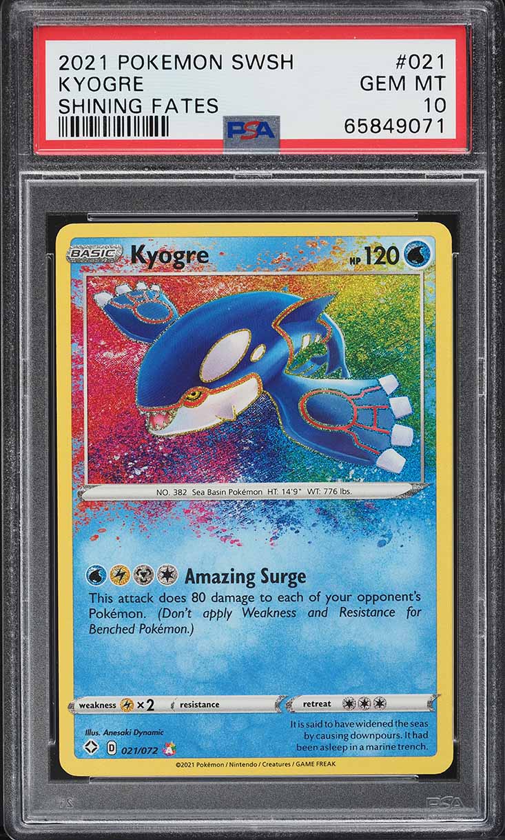 2021 Pokemon Sword & Shield Shining Fates Amazing Rare Kyogre #21 PSA ...
