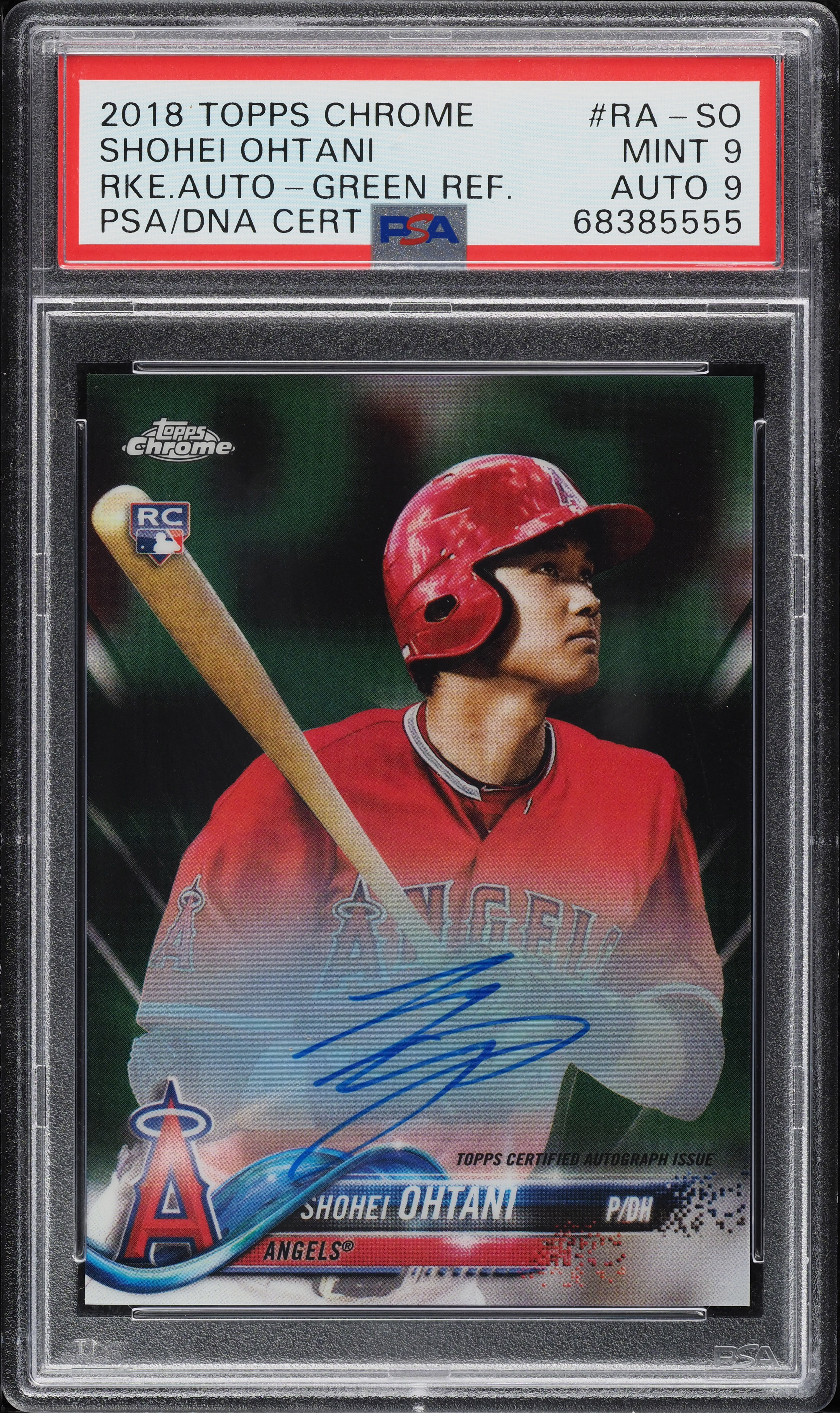 2018 Topps Chrome Green Refractor Shohei Ohtani ROOKIE AUTO DNA 9