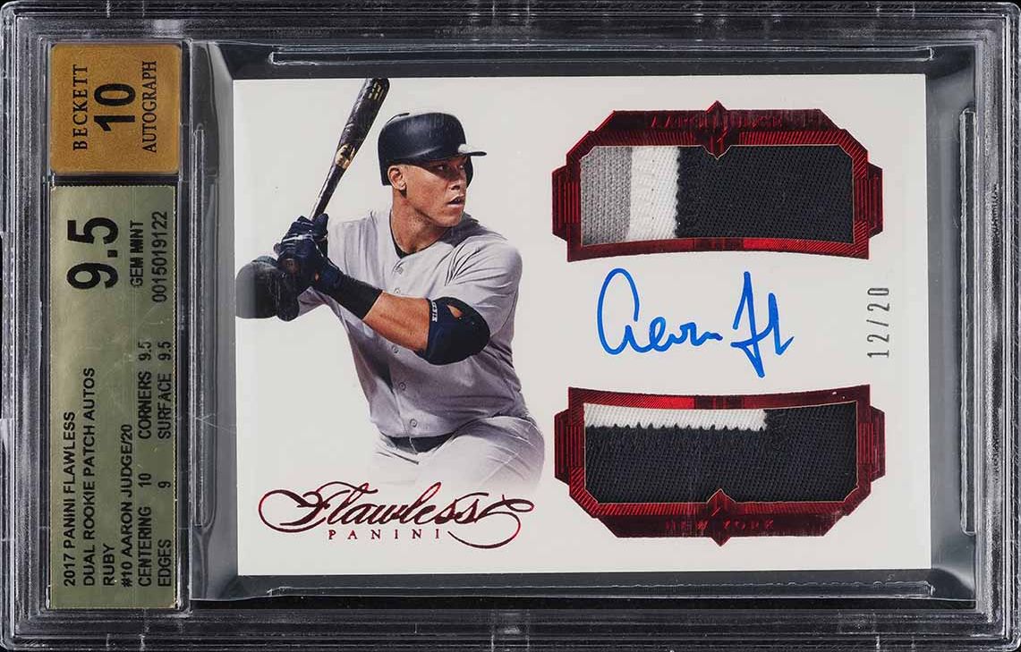 2017 Panini Flawless Dual Ruby Aaron Judge ROOKIE PATCH AUTO /20 BGS 9.5