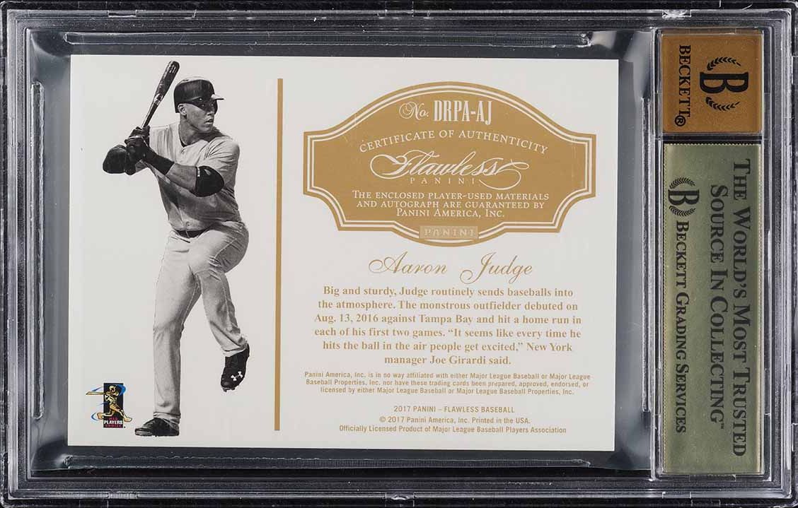2017 Panini Flawless Dual Ruby Aaron Judge ROOKIE PATCH AUTO /20 BGS 9.5