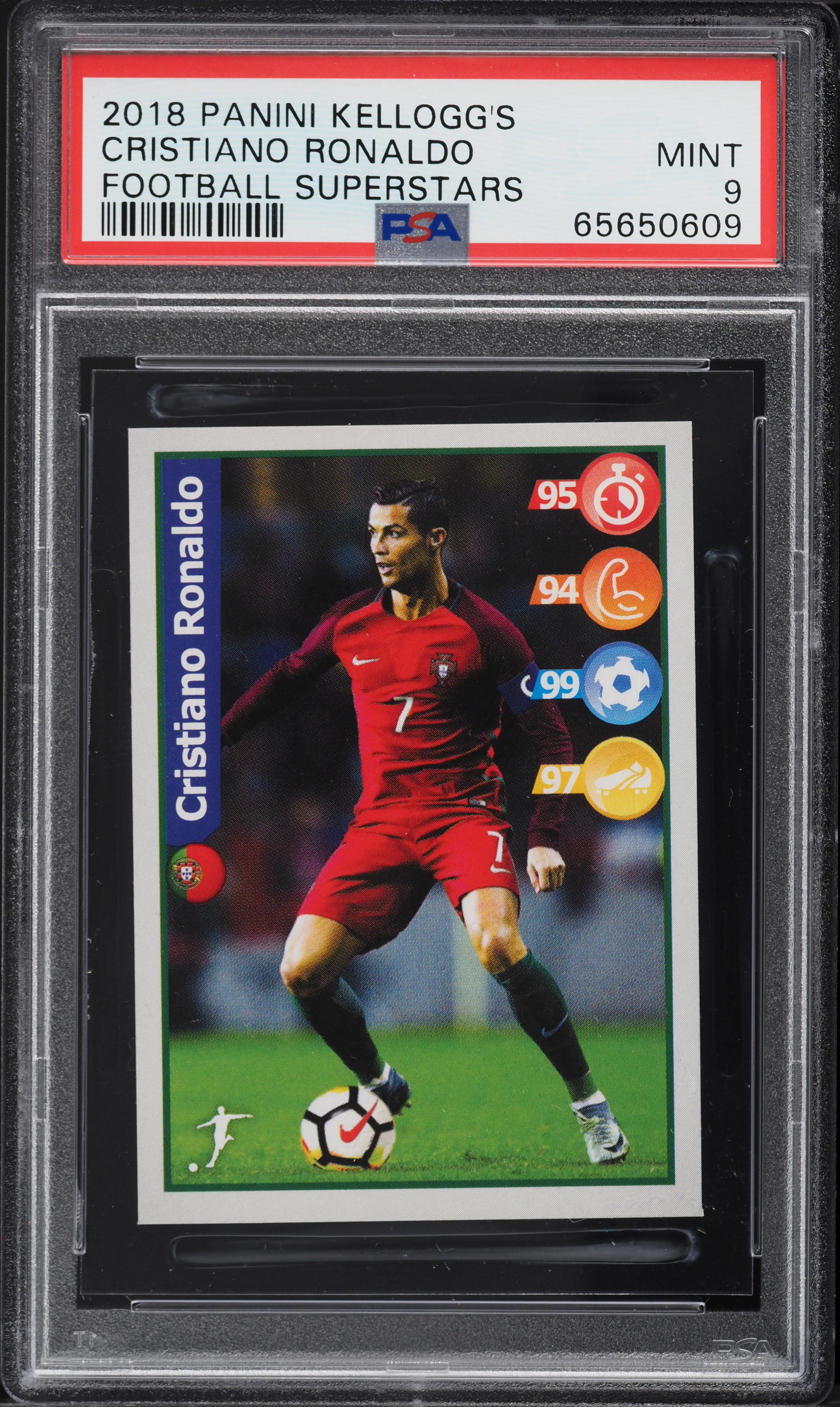 2018 Panini Kellogg's Football Superstars Cristiano Ronaldo PSA 9