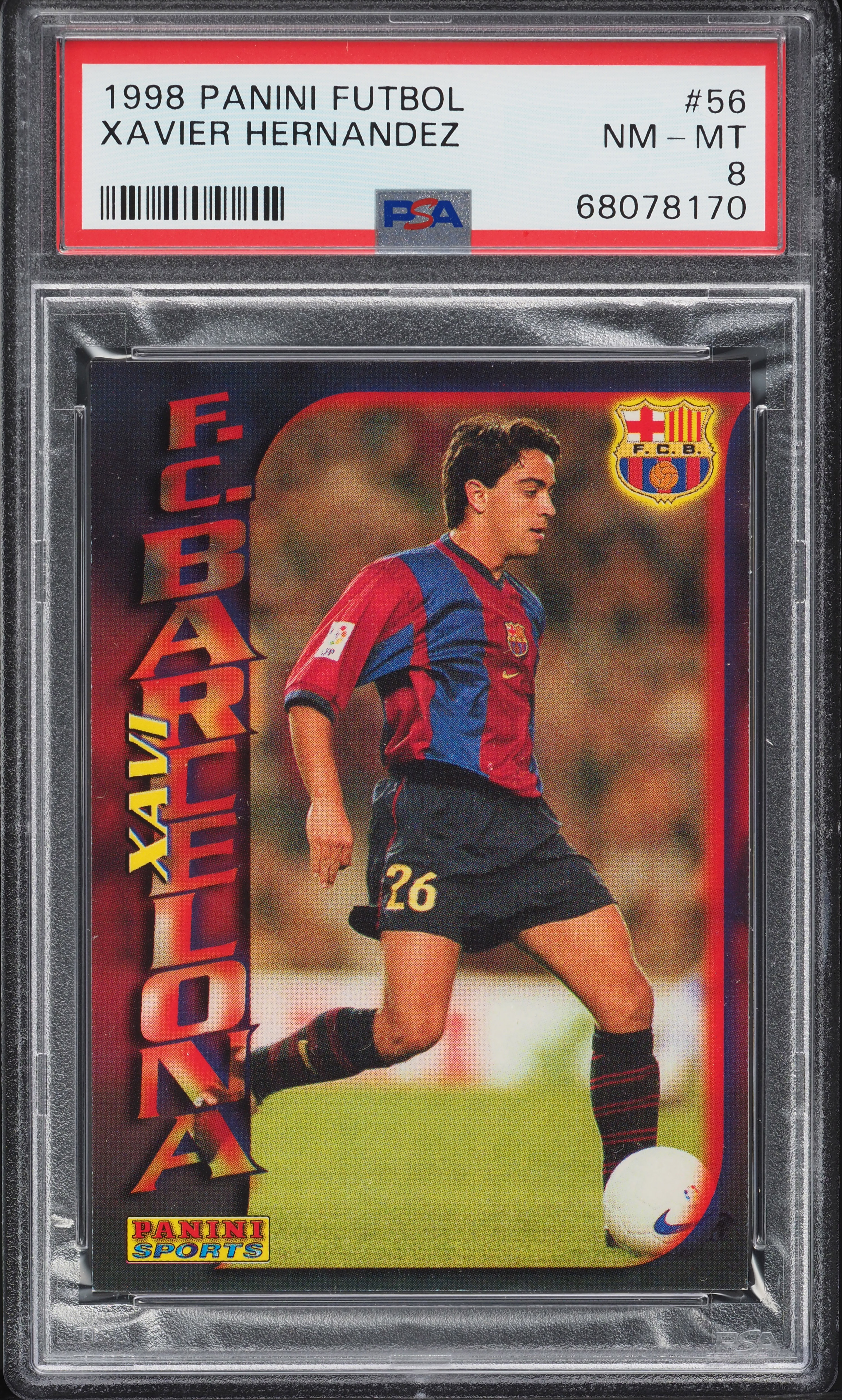 1998 Panini Futbol Xavi Hernandez ROOKIE #56 PSA 8 NM-MT on