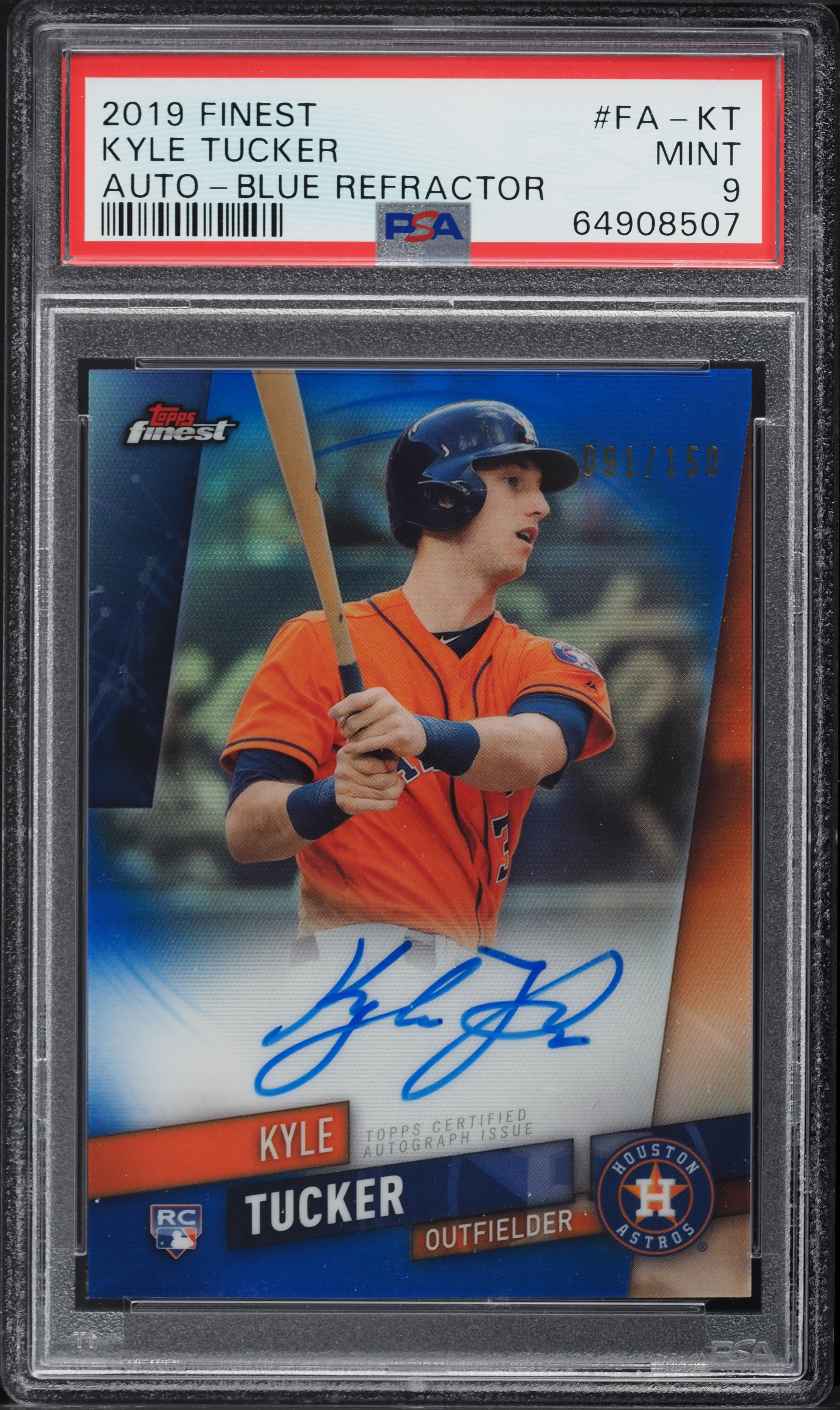 2019 Finest Blue Refractor Kyle Tucker ROOKIE AUTO /150 #FA-KT PSA