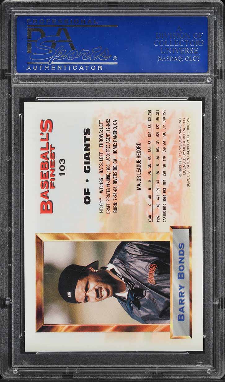 1993 Finest Refractor Barry Bonds ALL-STAR #103 PSA 10 GEM MINT