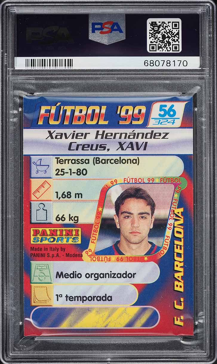 1998 Panini Futbol Xavi Hernandez ROOKIE #56 PSA 8 NM-MT on