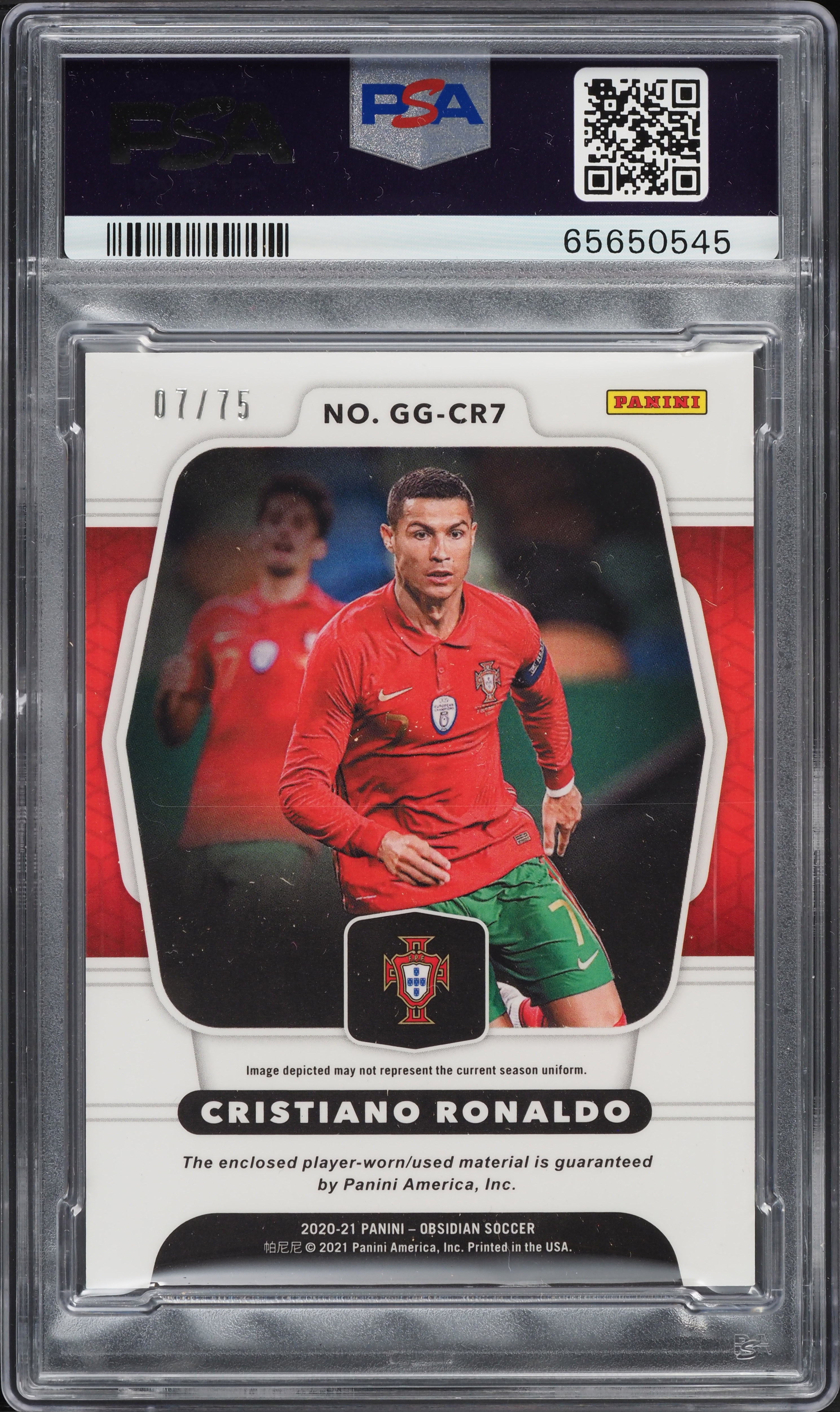 2020 Panini Obsidian Galaxy E/E Purple Cristiano Ronaldo PATCH JSY 
