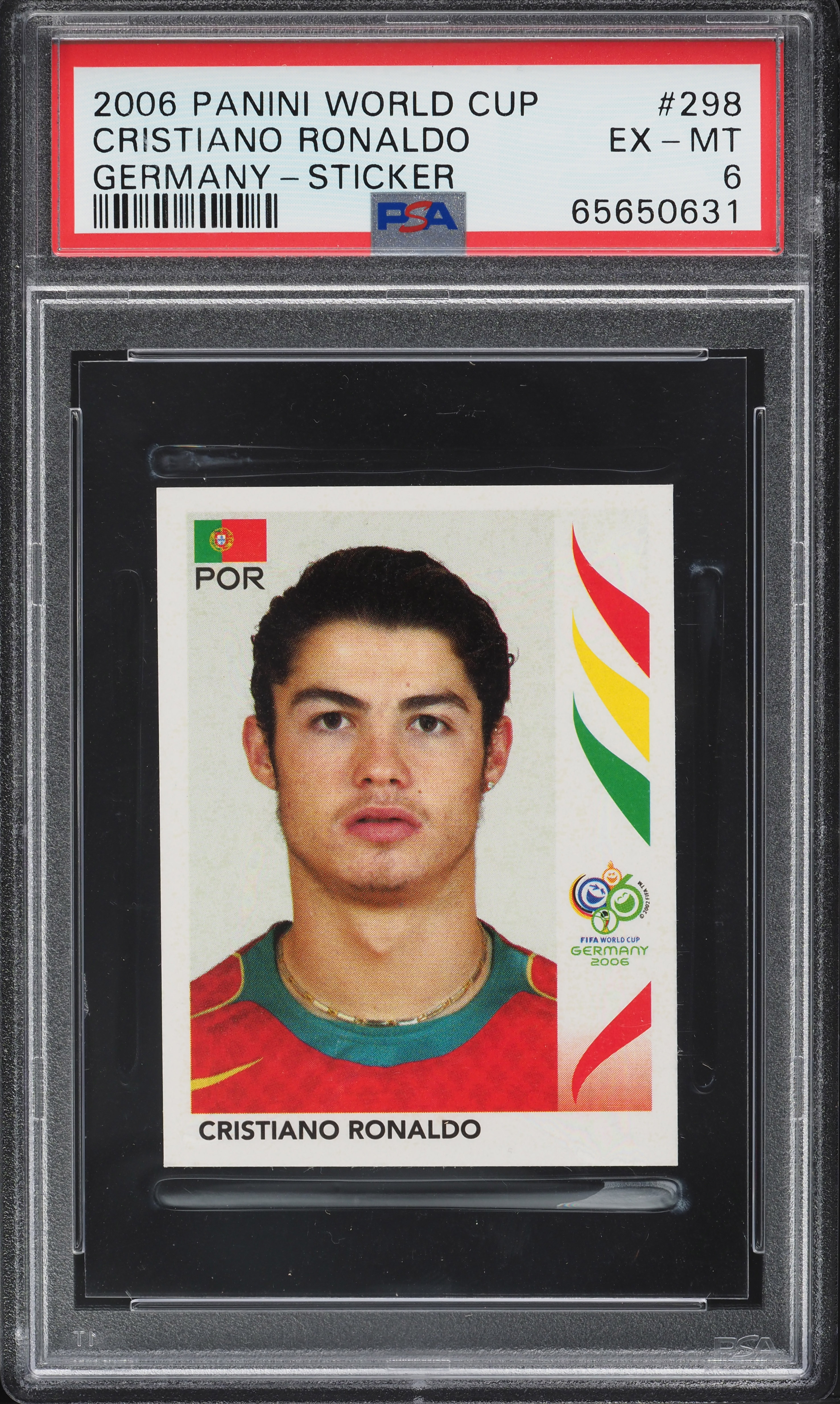 2006 Panini World Cup Germany Sticker Cristiano Ronaldo #298 PSA 6
