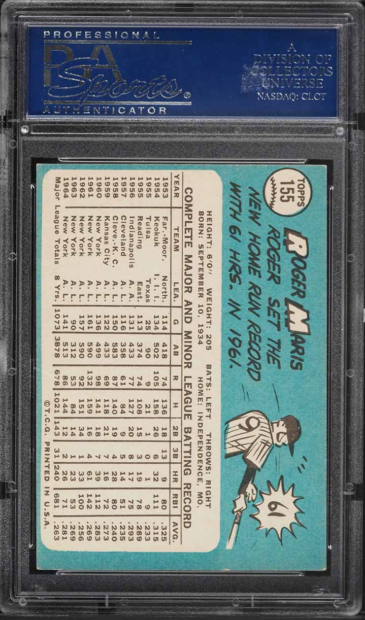 1965 Topps Roger Maris #155 PSA 5 EX