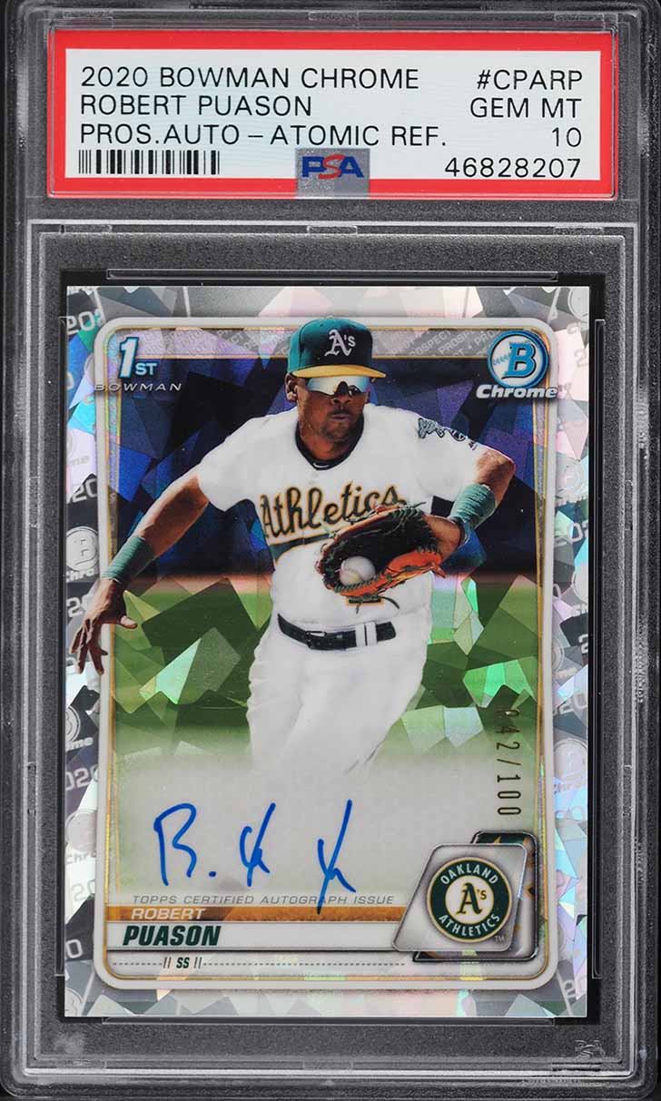 2020 Bowman Chrome Atomic Refractor Robert Puason ROOKIE AUTO /100 PSA 10 GEM