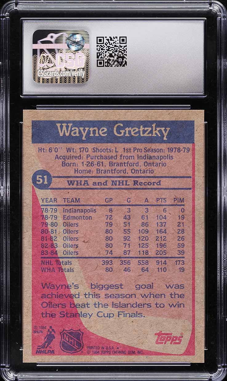 1984 Topps Hockey Wayne Gretzky #51 CSG 10 GEM MINT