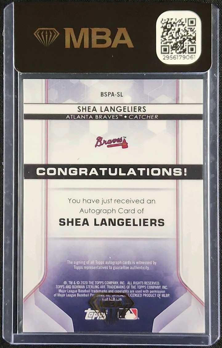 2020 Bowman Sterling Speckle Refractor Shea Langeliers ROOKIE AUTO MBA AUTH