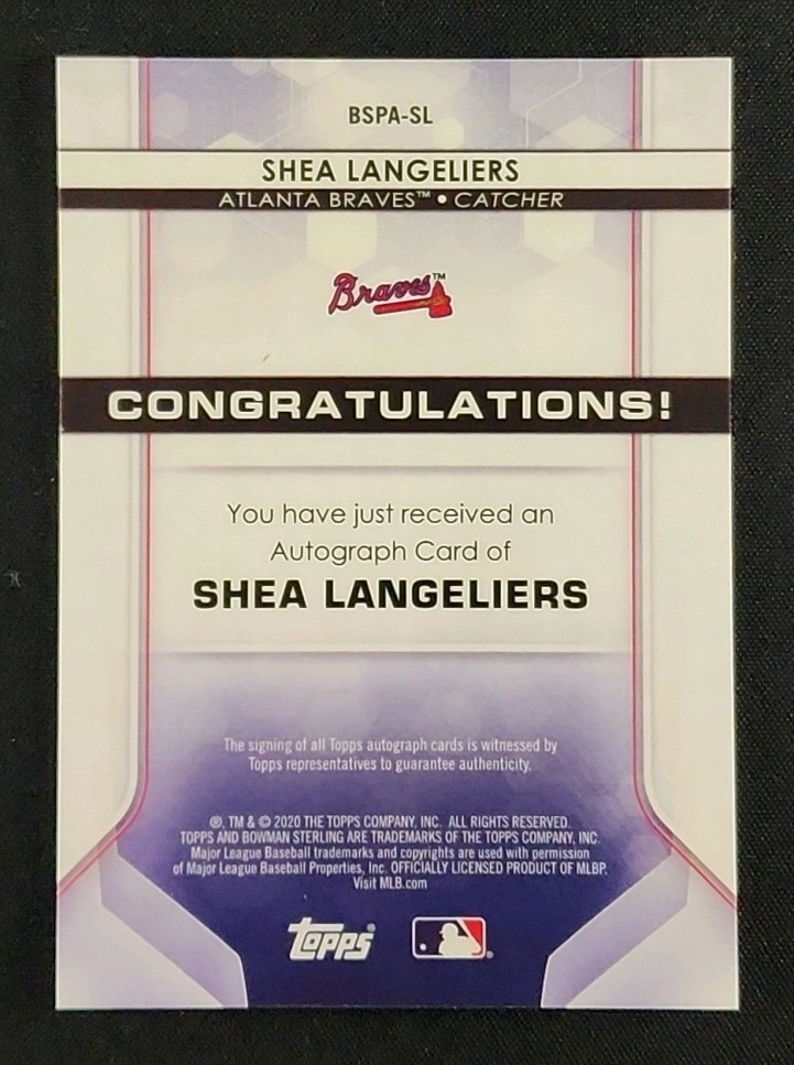 2020 Bowman Sterling Speckle Refractor Shea Langeliers ROOKIE AUTO MBA AUTH