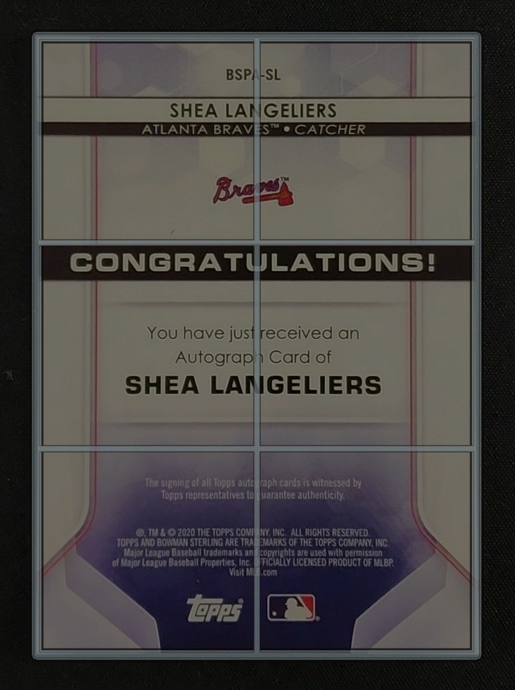 2020 Bowman Sterling Speckle Refractor Shea Langeliers ROOKIE AUTO MBA AUTH