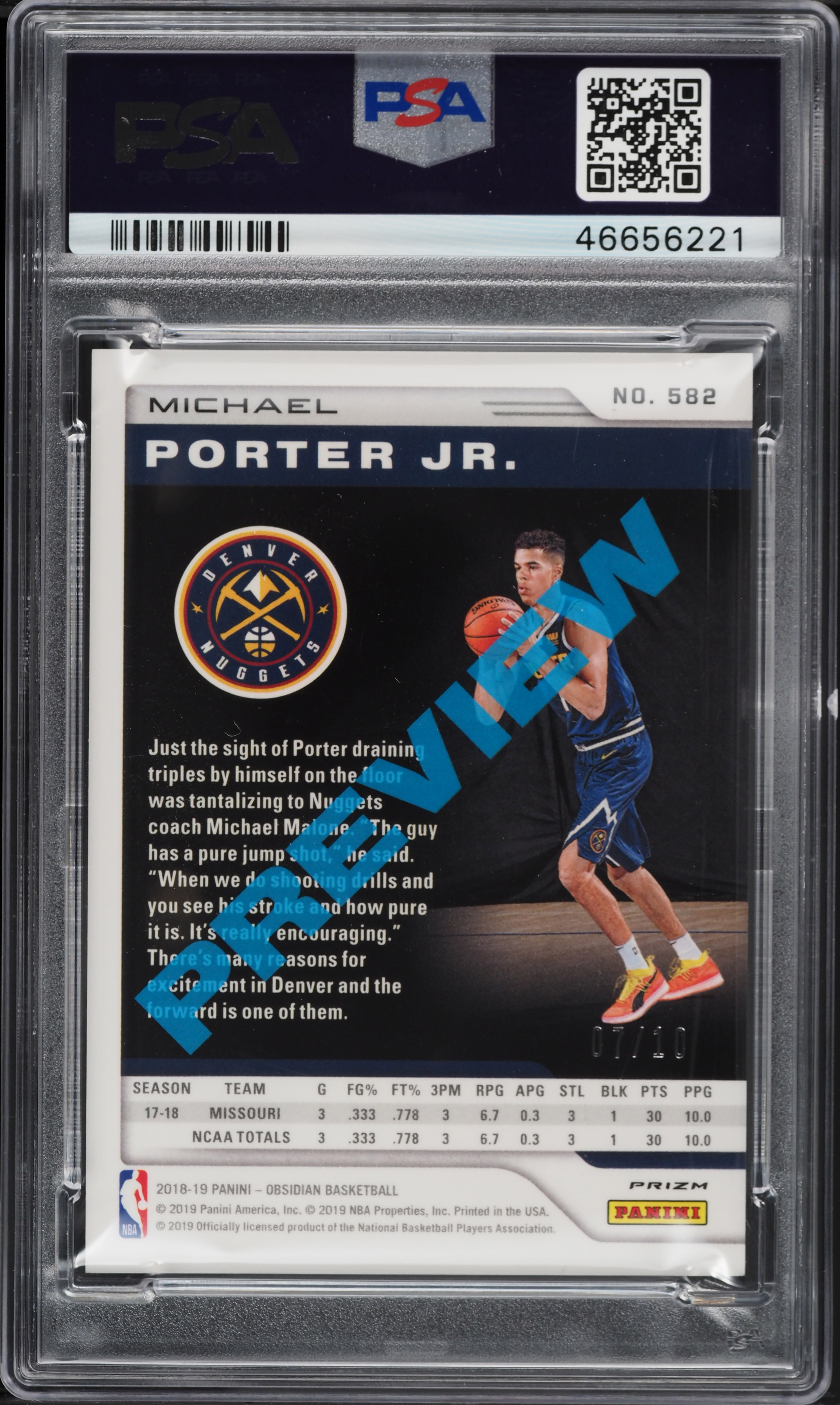 2018 Panini Chronicles Obsidian Yellow Michael Porter Jr. ROOKIE