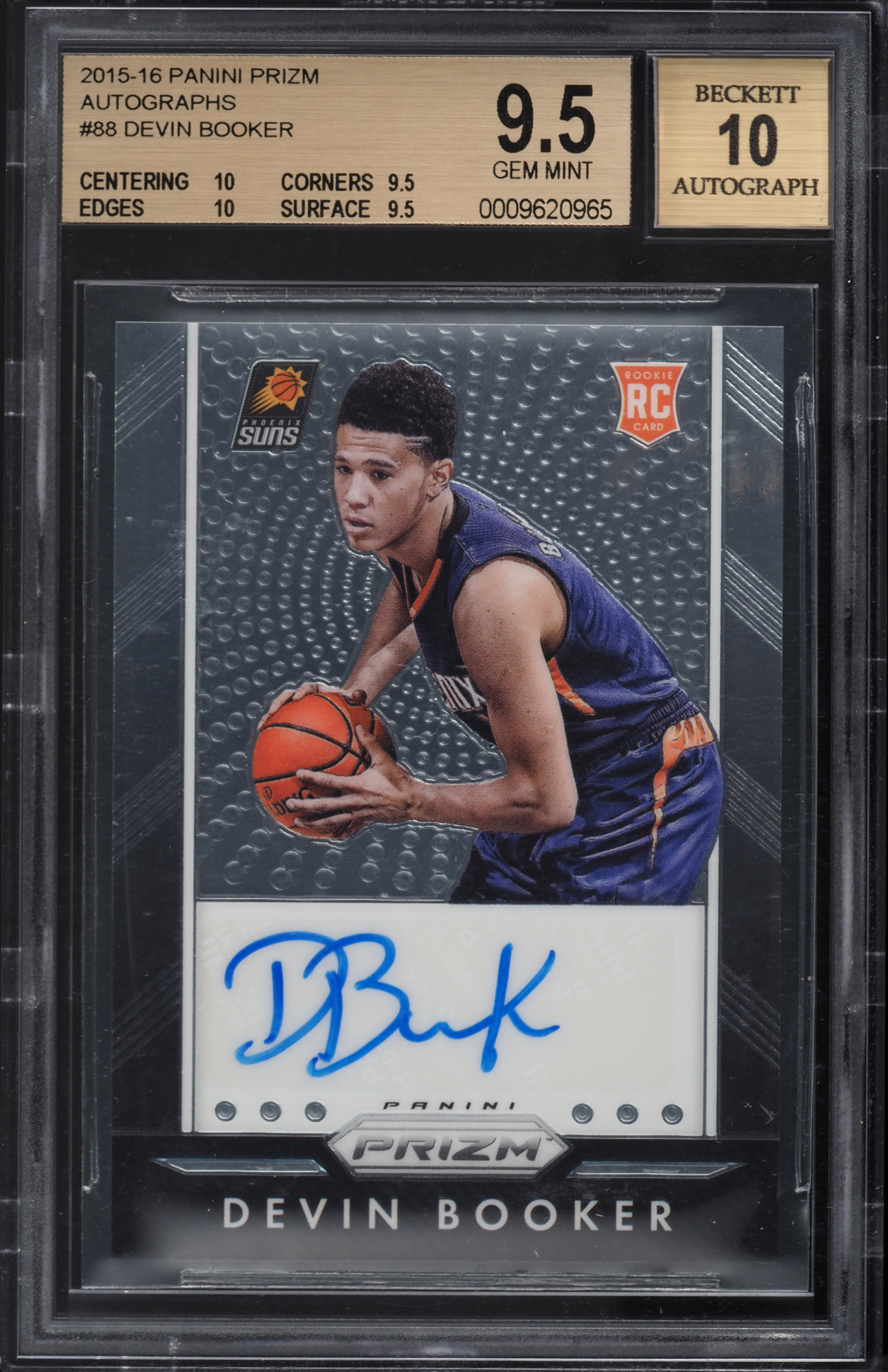 2015 Panini Prizm Devin Booker ROOKIE AUTO #P-DBK BGS 9.5 GEM MINT