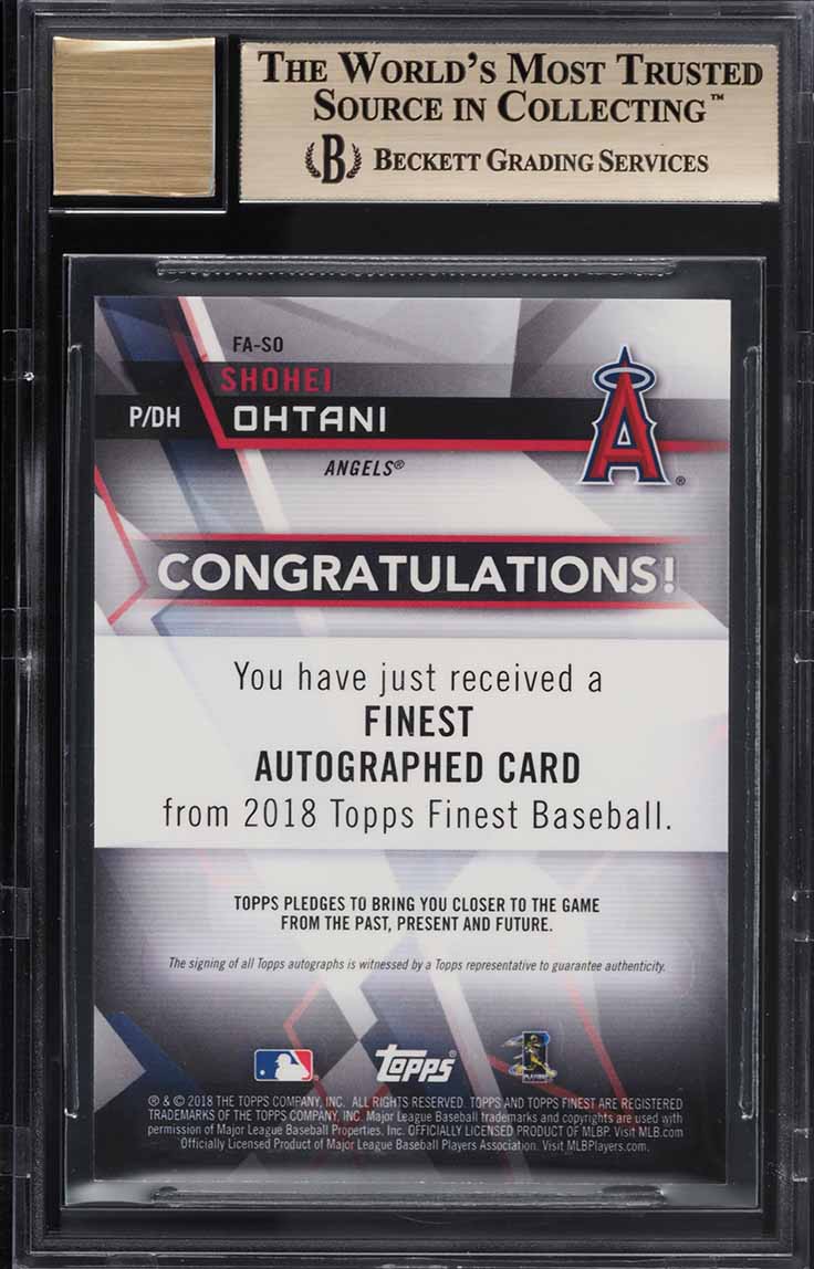 2018 Finest Shohei Ohtani ROOKIE AUTO #FA-SO BGS 9.5 GEM MINT