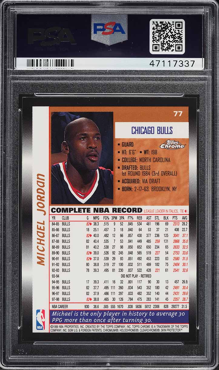 1998 Topps Chrome Preview Michael Jordan #77 PSA 8 NM-MT on