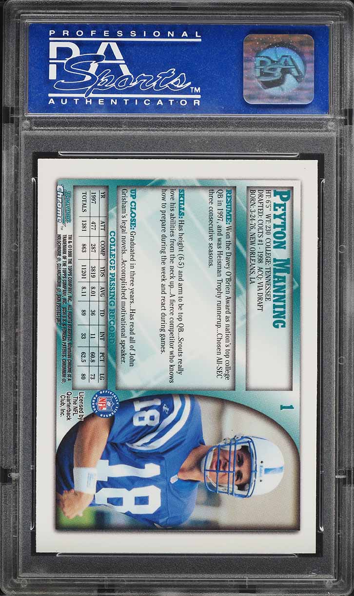 1998 Bowman Chrome Peyton Manning ROOKIE #1 PSA 9 MINT