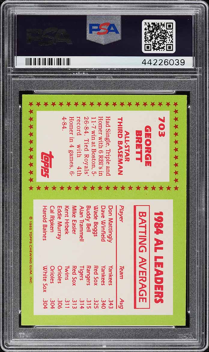 1985 Topps Tiffany George Brett #703 PSA 9 MINT