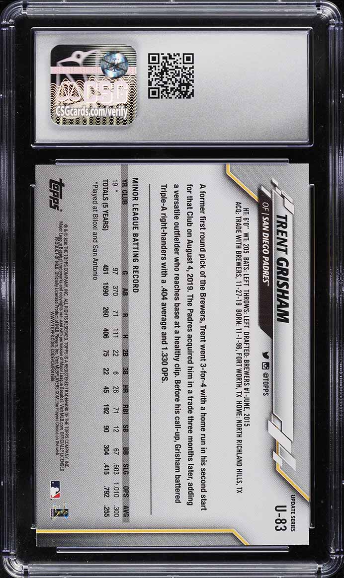 2020 Topps Update Trent Grisham ROOKIE #U-83 CSG 10 GEM MINT