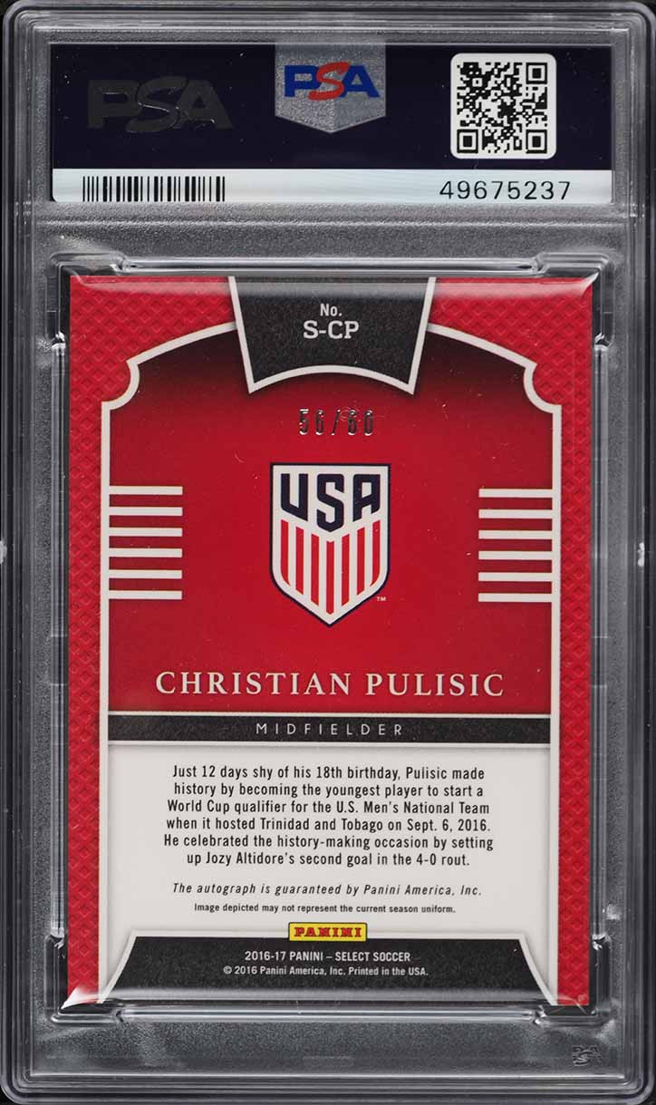 2016 Select Signatures Orange Christian Pulisic ROOKIE AUTO DNA 10