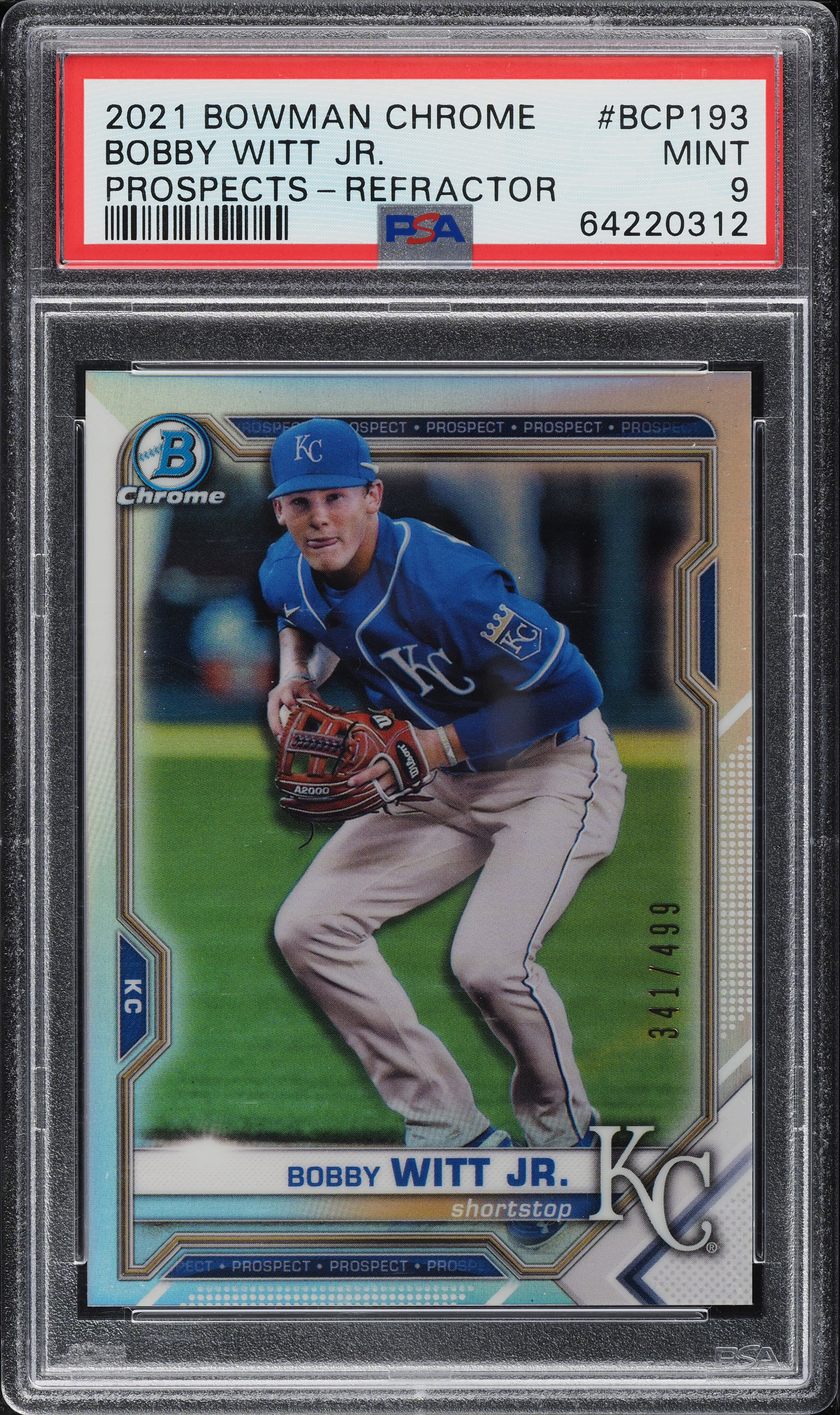 2021 Bowman Chrome Prospects Refractor Bobby Witt Jr. ROOKIE /499 