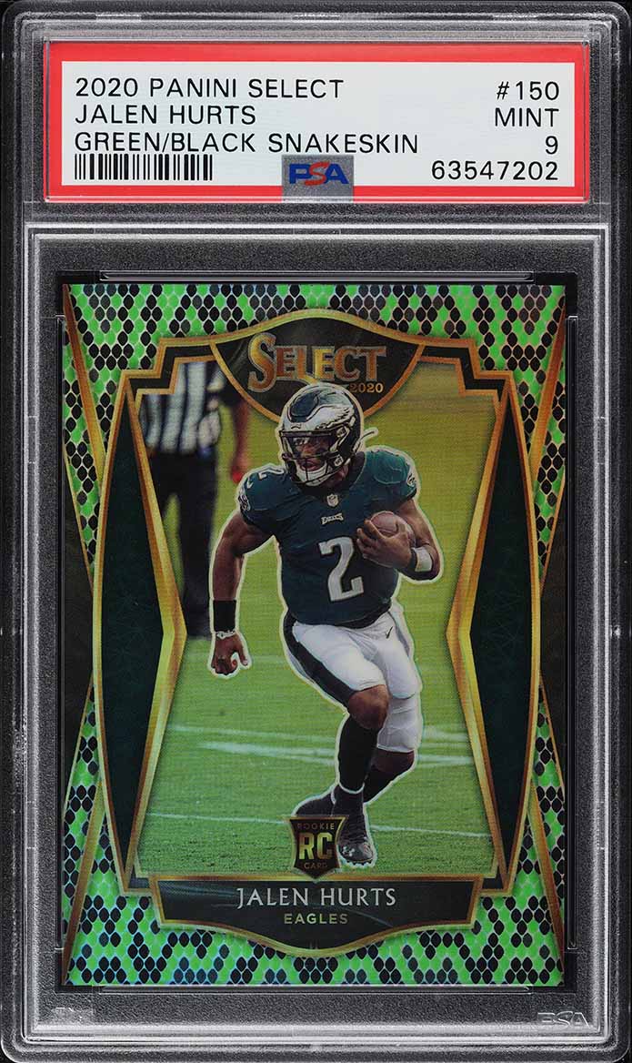 2020 Select Green & Black Snakeskin Prizm Jalen Hurts ROOKIE /2 #150 PSA 9 MINT
