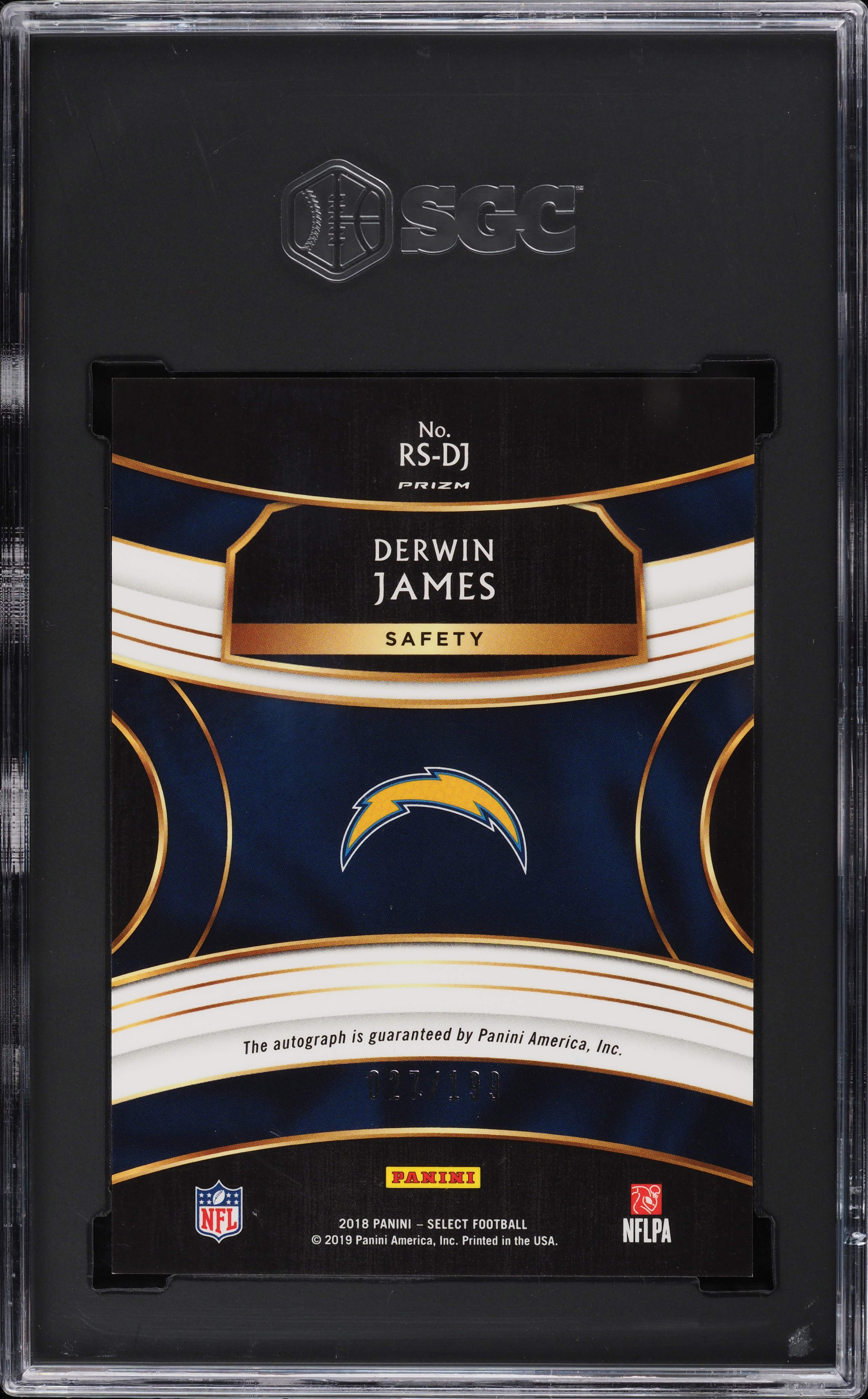 2018 Select Signatures Derwin James ROOKIE AUTO /199 #RS-DJ SGC 10