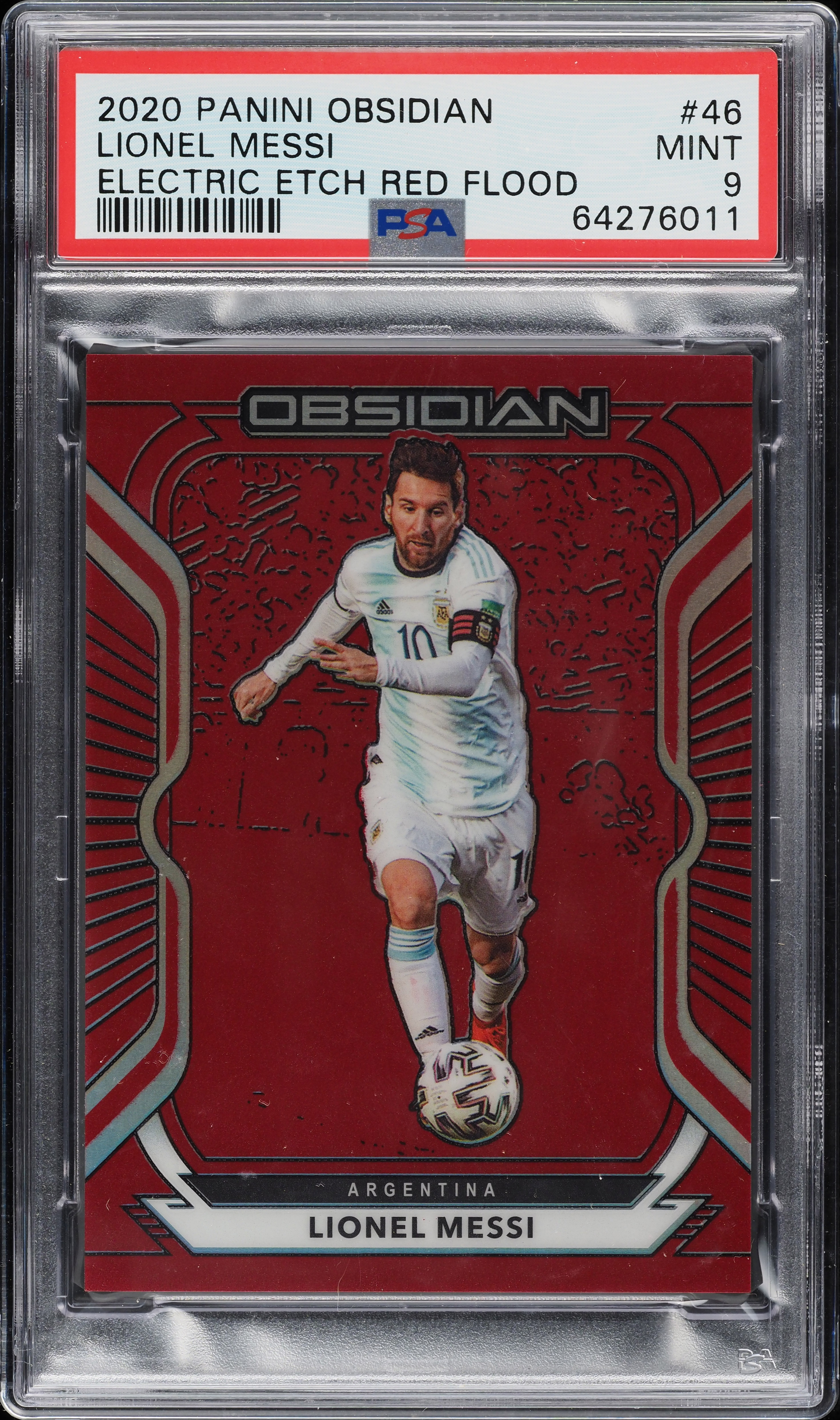 2020 Panini Obsidian Electric Etch Red Flood Lionel Messi /20 #46