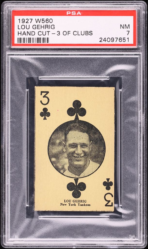 1927 W560 Strip Card Lou Gehrig 3 OF CLUBS PSA 7 NRMT on Fanatics