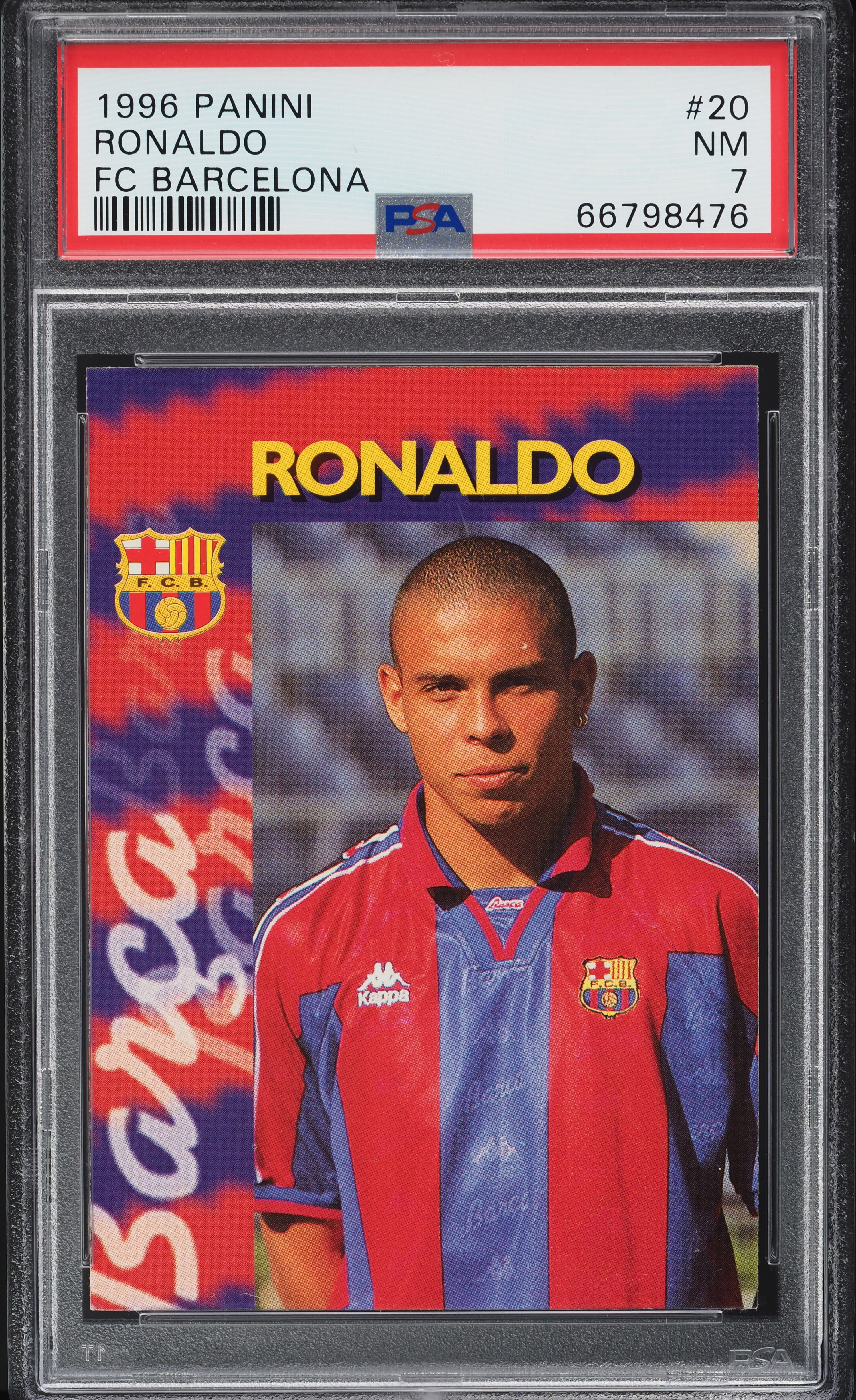 1996 Panini FC Barcelona Ronaldo #20 PSA 7 NRMT on Fanatics Collect