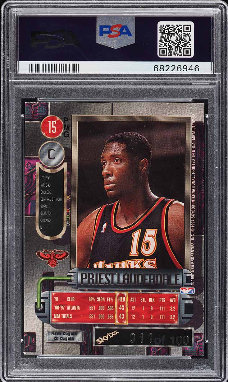 1997 Metal Universe Precious Metal Gems PMG Red Priest Lauderdale /100 #15 PSA 5