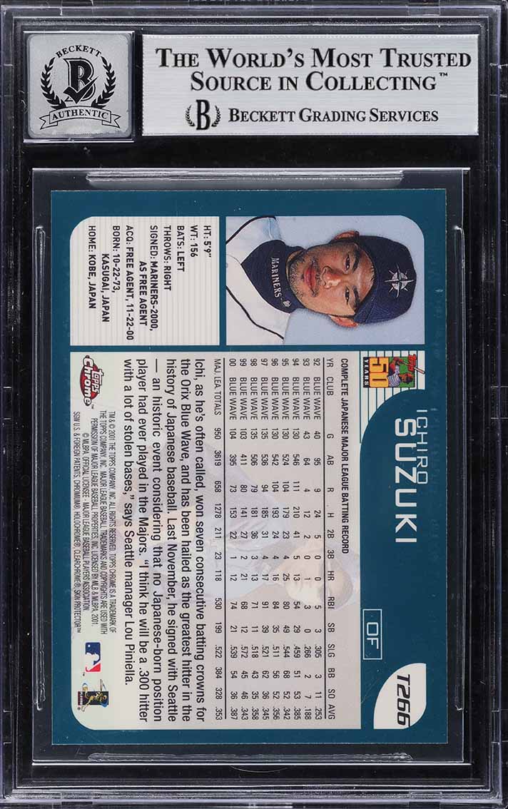 2001 Topps Chrome Traded Ichiro Suzuki ROOKIE AUTO #T266 BAS BGS AUTH