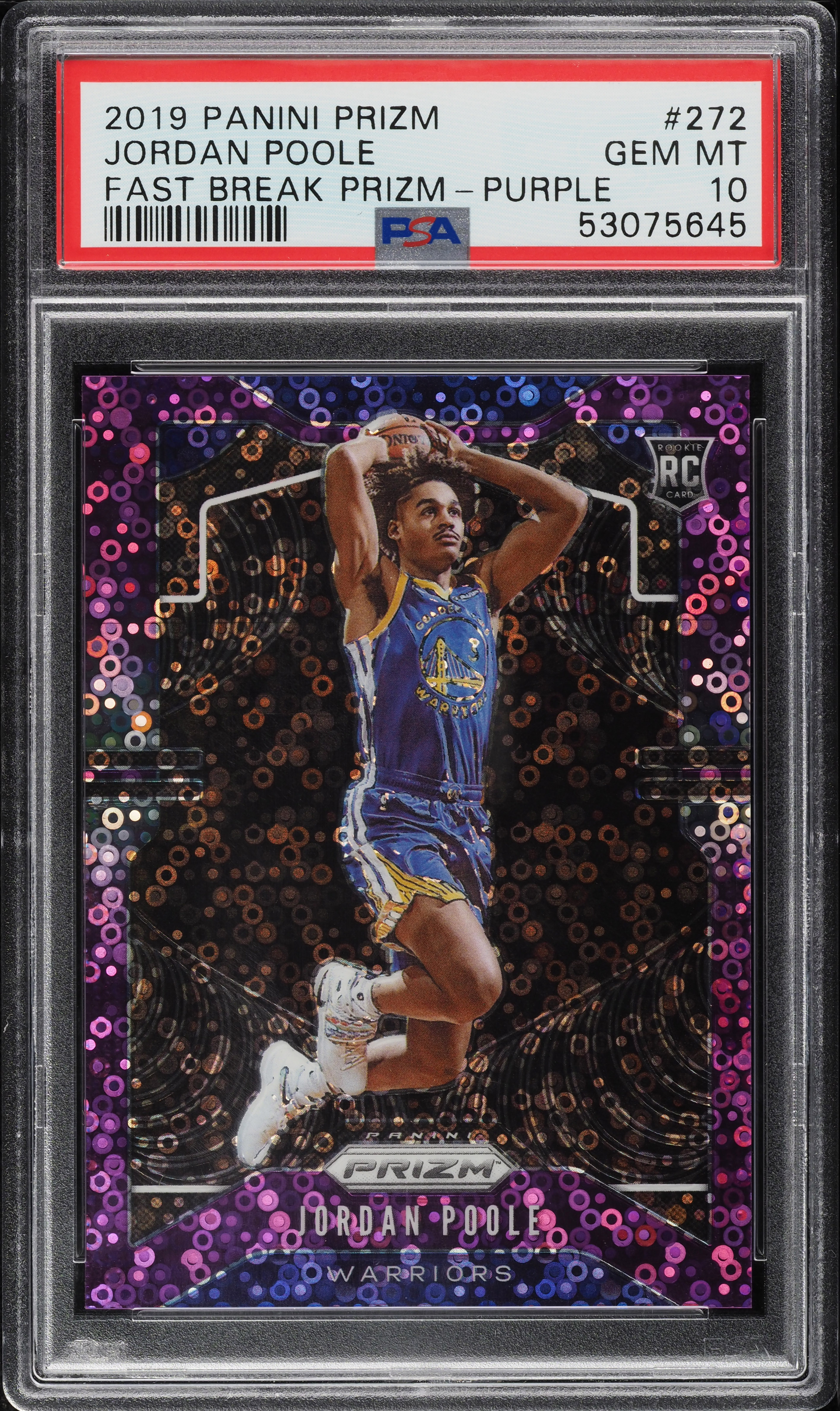 2019 Panini Prizm Fast Break Purple Jordan Poole ROOKIE /75 #272