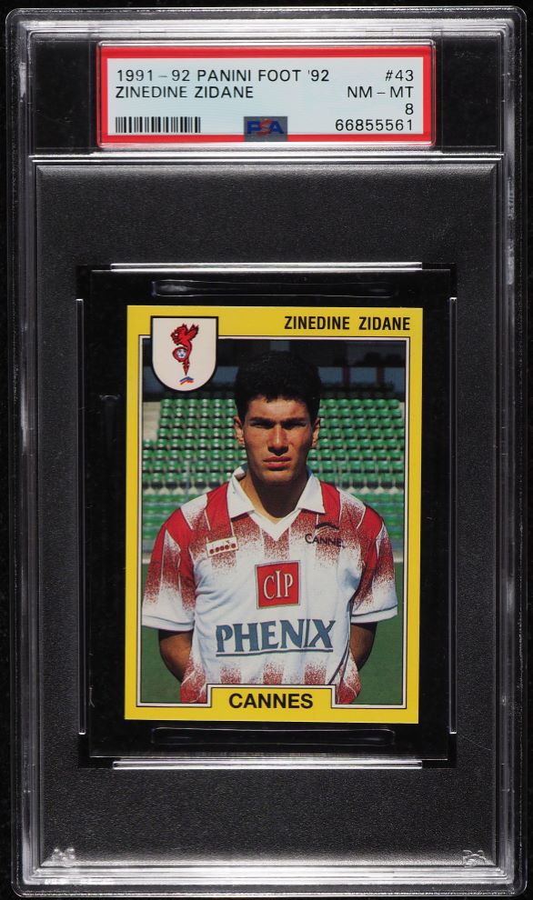 1991 Panini Foot '92 Soccer Zinedine Zidane ROOKIE #43 PSA 8 NM-MT