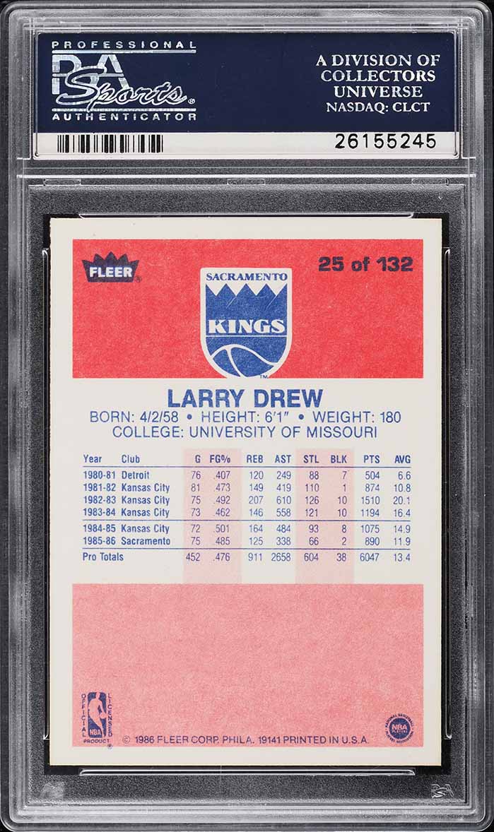 1986 Fleer Basketball Larry Drew #25 PSA 10 GEM MINT